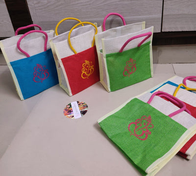 Jute Bags For Return Gifts | Wedding Gifts | Natural Jute Bags| Multicolor  & print Design Bags – shreepacks
