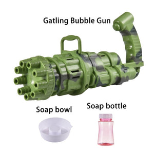 New Gatling Bubble Machine 10-Hole Automatic Bubble Guns For Kids Electric Bubble Shooter Gatling Summer Soap Water Bubble Maker