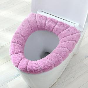 Winter Warm Toilet Seat Cover Closestool Mat 1Pcs Washable Bathroom Accessories Knitting Pure Color Soft O-shape Pad Toilet Seat