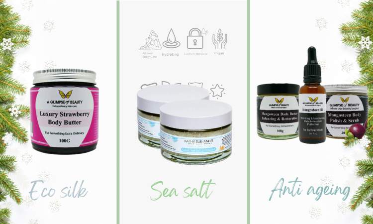 3 organic and natural body butter Christmas gifts and gifts sets for her, for mum