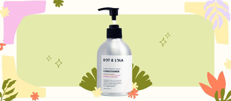 Dot & Lola Balance Conditioner with cartoon graphics