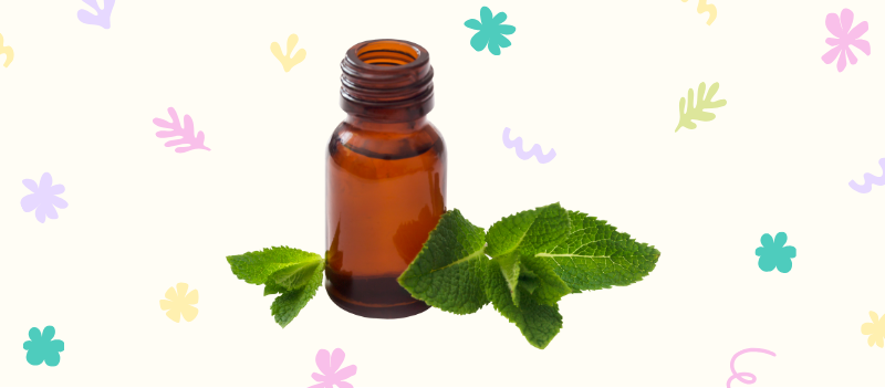 Peppermint essential oil with cartoon graphics