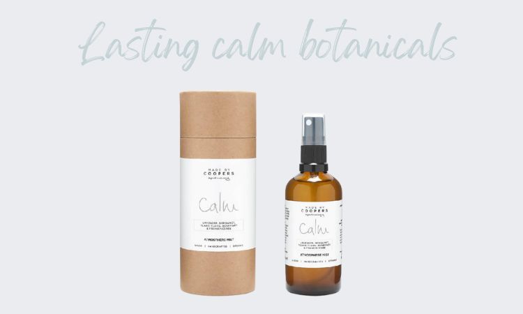 Made by Coopers Calm natural room spray with organic botanicals for calm atmosphere