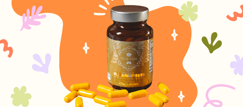 Organic Turmeric Gold with cartoon graphics