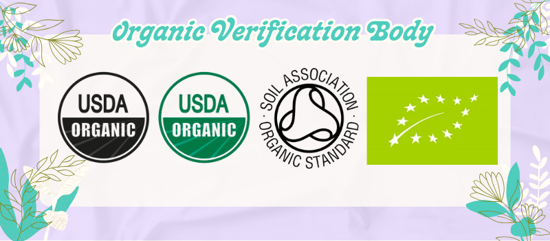 Organic certification logos from USDA , Soil Association and EU Agriculture
