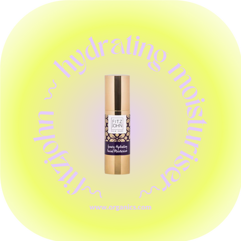 hydrating facial cream on a gradient background of lilac and yellow with lilac text