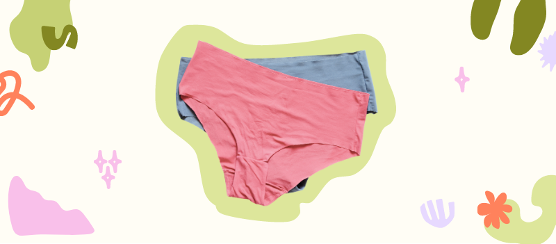 two period pants on off white background with cartoon graphics