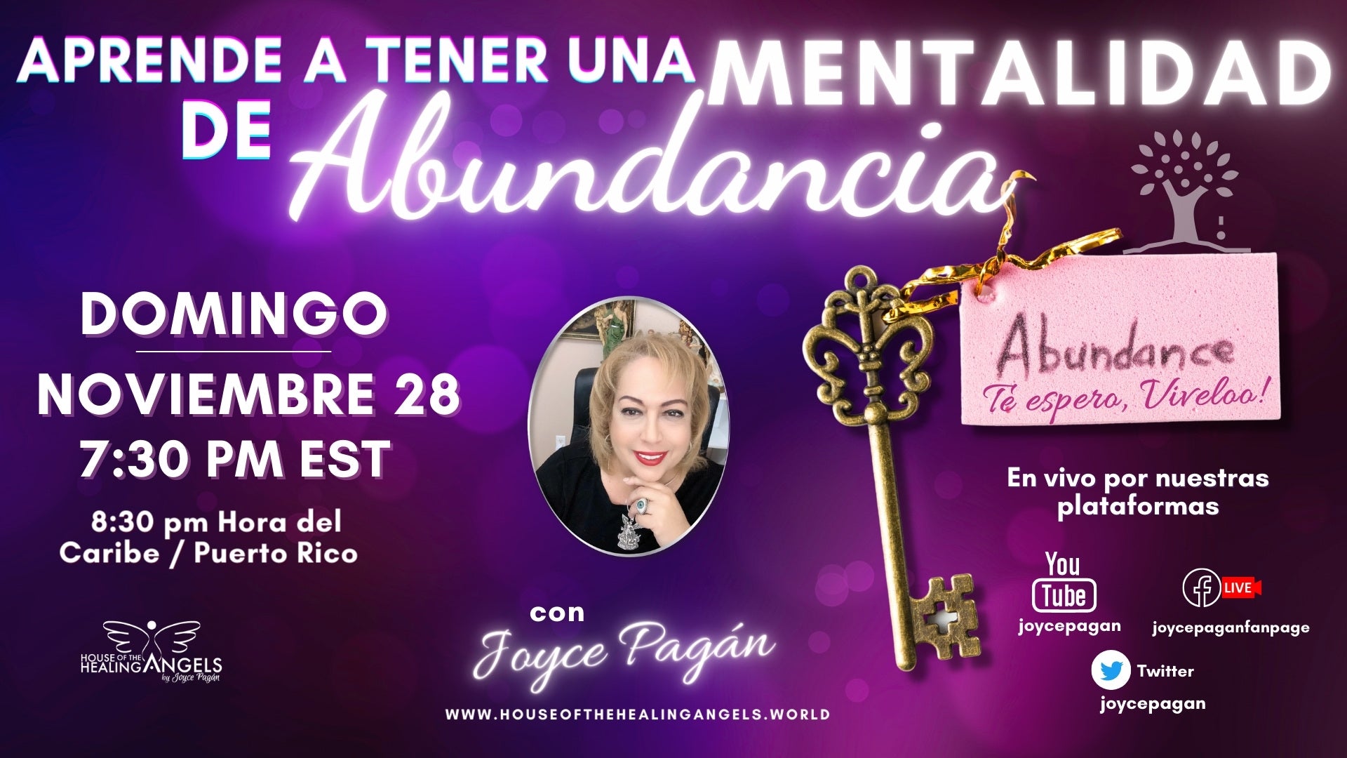 Aprende a vivir en abundancia evento Joyce Pagan