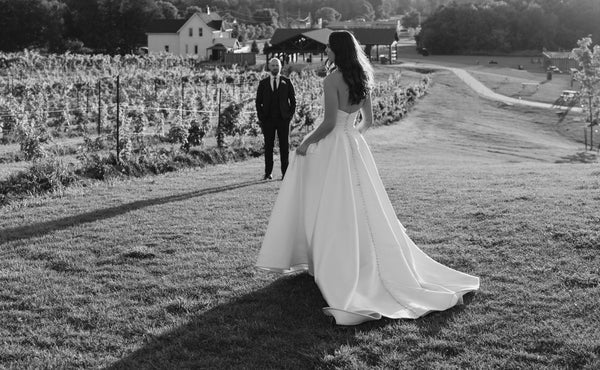 Catherine Langlois bridal, A line wedding dress, simple, winery wedding