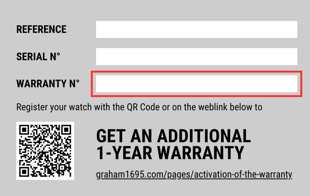 Activation of the warranty Graham Watches