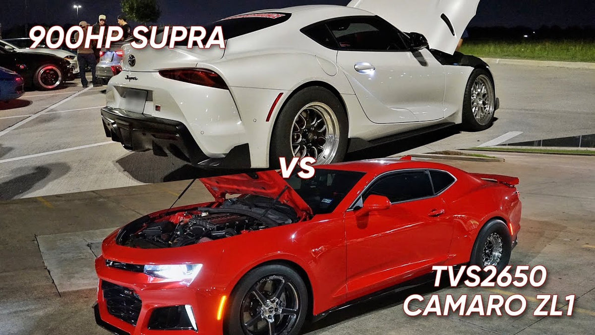 900hp Supra vs Camaro ZL1 + Boosted Mustangs on the STREETS!!! –  