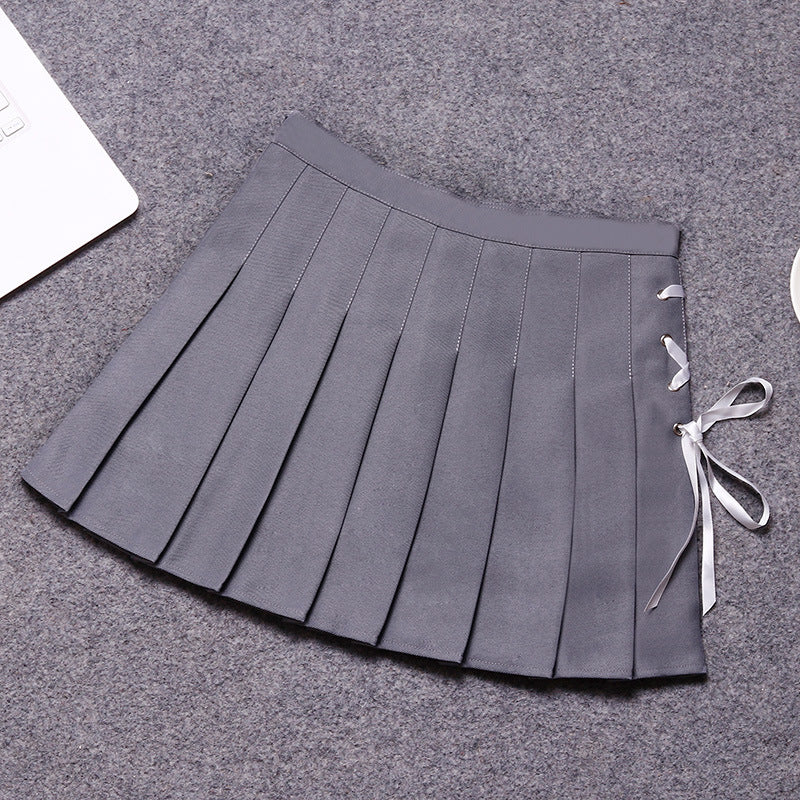 spring and summer draw string college style pleated skirt safety pant ...