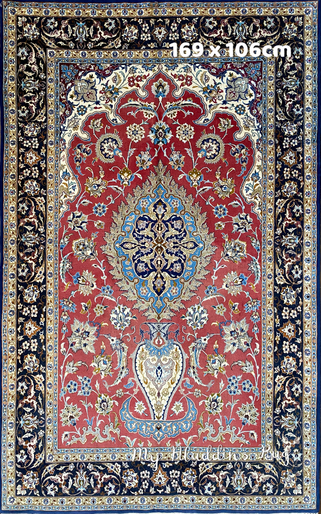 幻想的 ヴィンテージ イスファハン産 ペルシャ絨毯 169×106cm