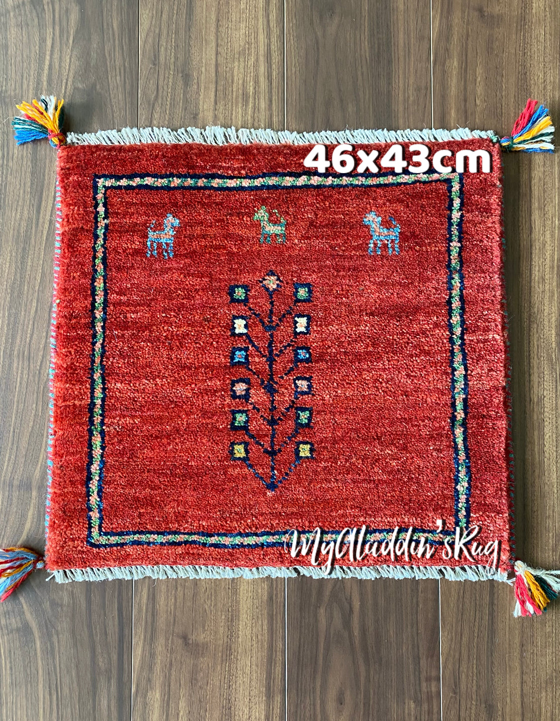 ペルシャ絨毯 ミニ ギャッベ 43×41cm-