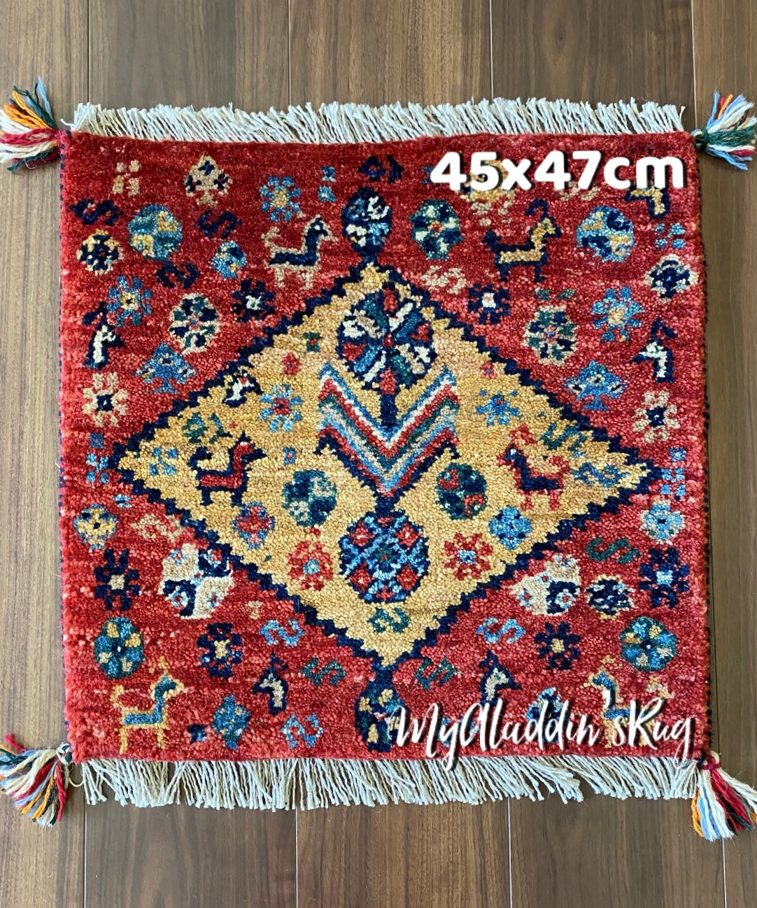 ペルシャ ギャッベ カシュガイ ミニマット 43×43cm QSGM164 正規輸入