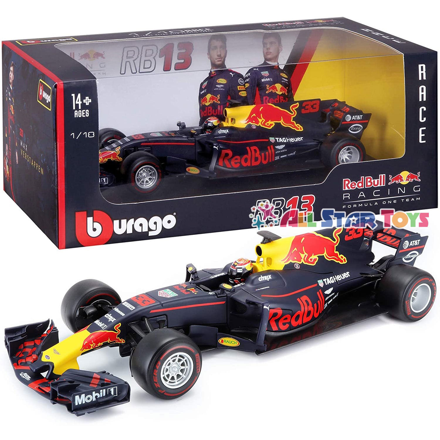 medaillewinnaar herten aanvulling Bburago 1:18 Red Bull Racing Tag Heuer RB13 (2017 Max Verstappen/Danie –  All Star Toys