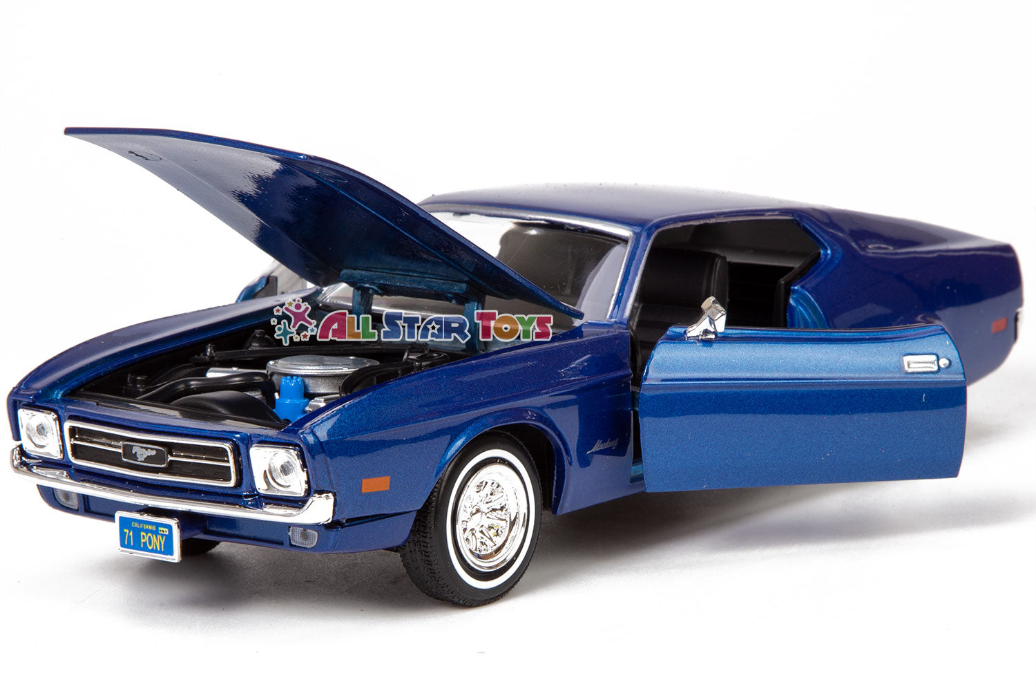 1971 Ford Mustang Sportsroof Blue 1:24 Diecast Model Car - Motormax 73327