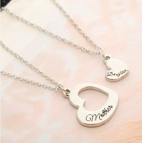 Mother and Daughter Necklace Set in Silver