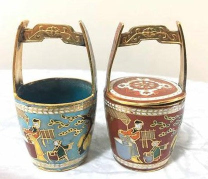 SOLD! Miniature Chinese Cloisonne  Buckets