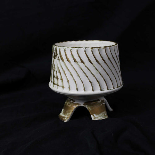 SOLD! Vintage Mid-Century White and Gold Plant Holder