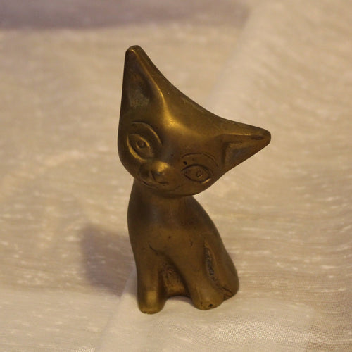 SOLD! Vintage Brass Cat Figurine