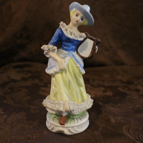 Vintage Porcelain Victorian Lady With Lyre