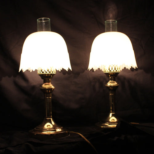 SOLD! Pair of Touch Control Tri-Light Hurricane Table Lamps
