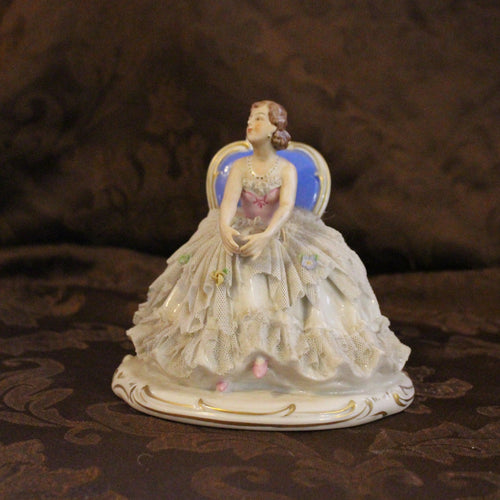 Vintage Porcelain Sitting Lady Figurine by Franz Wittwer Glassworks
