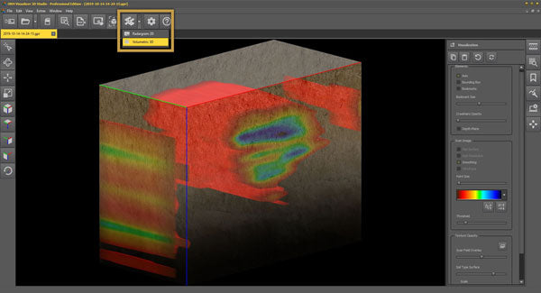 Escaneo GPR Gepard en Visualizer 3D Studio