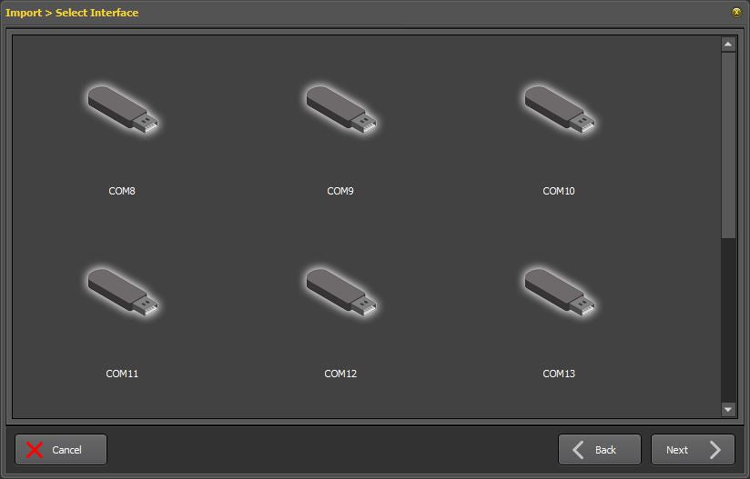 Software Dialog to choose the computer interface