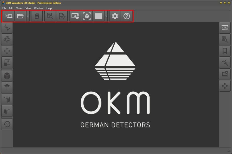 Location of Main Toolbar withing GUI of OKM Visualizer 3D Studio