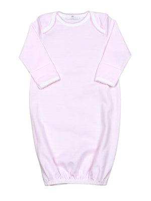 Pima Gown-Pink Stripes w Pink Trim - Itty Bitty Bella