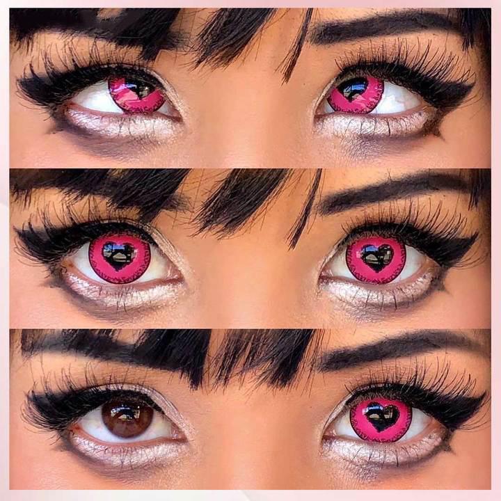 Halloween Starry Sky Anime Yandere Pink Colored Contact Lenses – Beauon
