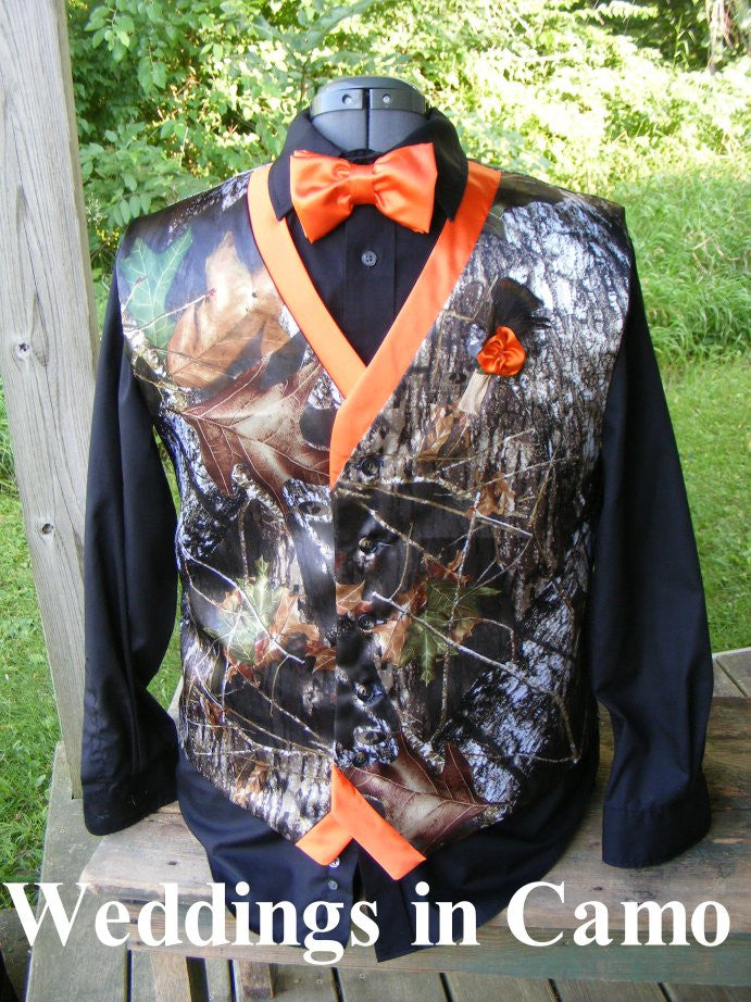 orange camo wedding vest