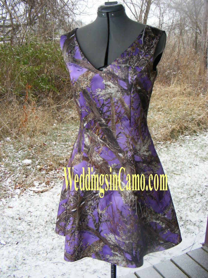 purple and camo wedding dress