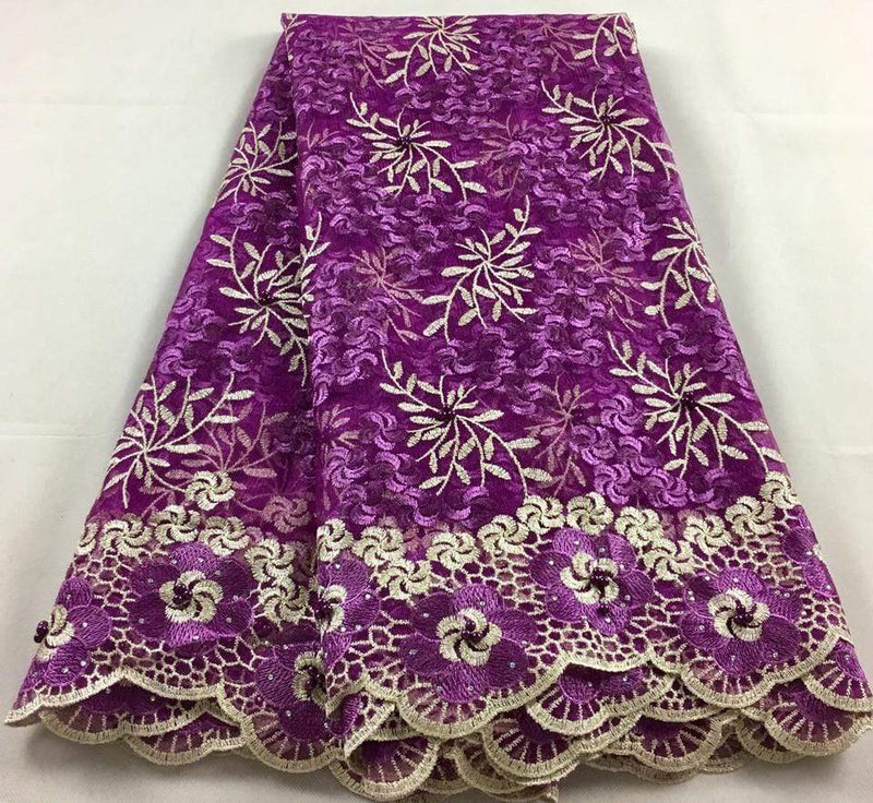 purple beaded lace fabric