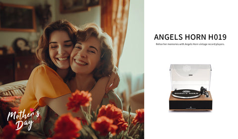 Relive her memories with Angels Horn vintage record players  Mother's day gift Add to cart auto apply $10 OFF discount