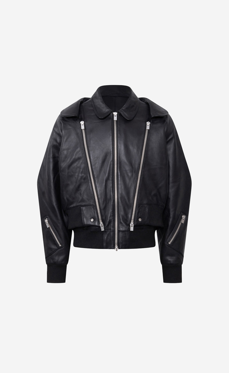 NIVEOUS LEATHER JACKET BLACK – HOMME