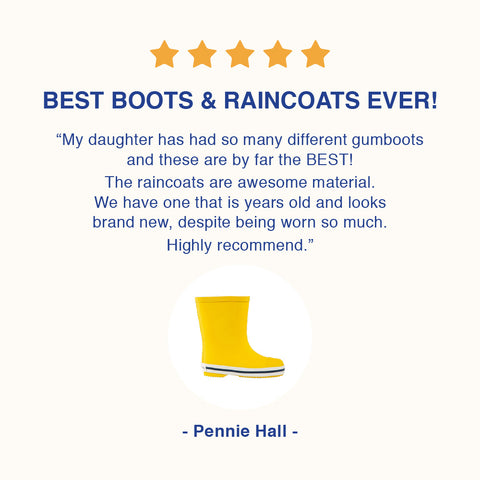 Best kids gumboots and raincoats French Soda review