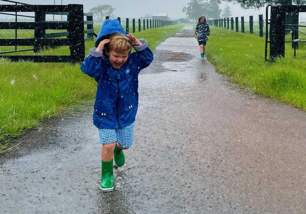 Raincoats and rain boots for toddlers