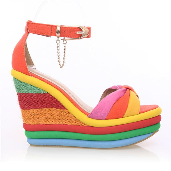 Rainbow Color Wedge Sandals – Bashment Authority