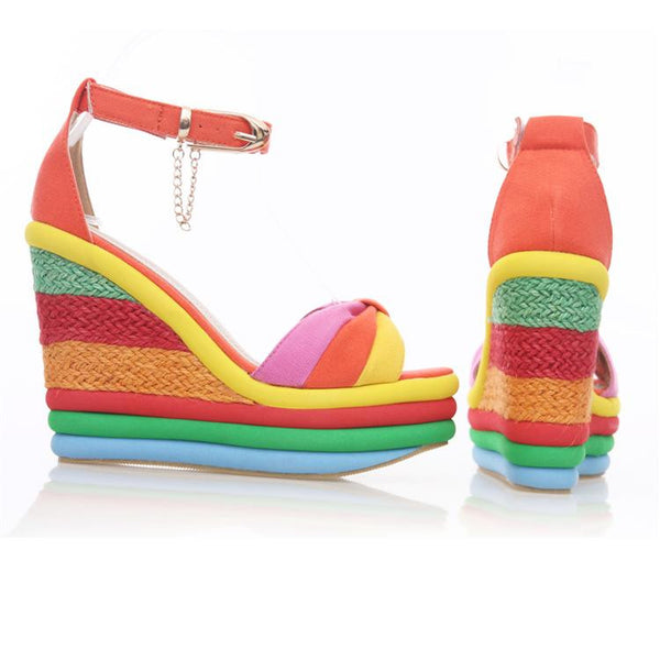 Rainbow Color Wedge Sandals – Bashment Authority