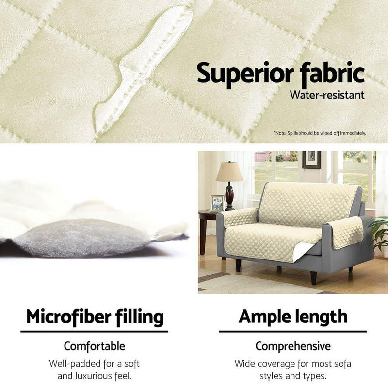 Artiss Sofa Cover Quilted Couch Covers Protector Slipcovers 1 Seater Khaki Furniture > Sofas
