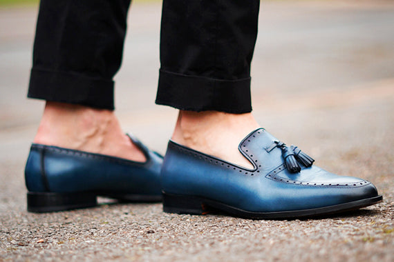 Onyx Tassel Loafer - Slate Blue Patina Finished