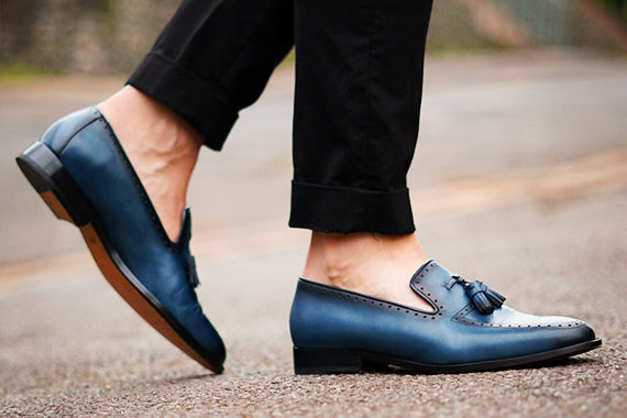 Onyx Tassel Loafer - Slate Blue Patina Finished