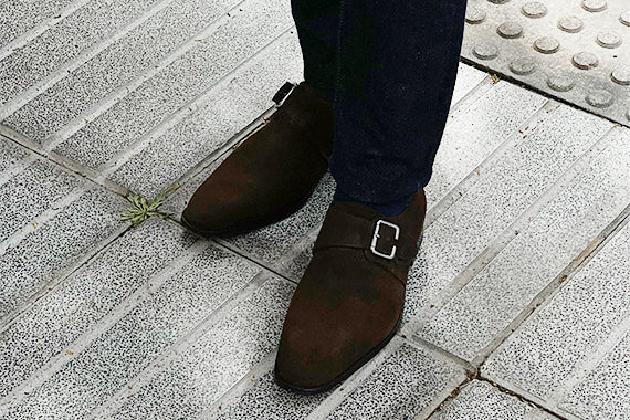 Vagabond Single Monkstrap - Dark Brown Suede