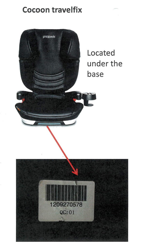 cocoon travelfix car seat serial number position