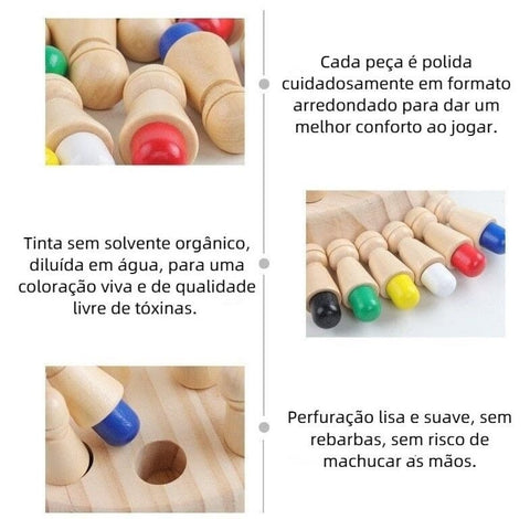 Brinquedo Educativo Xadrez de Madeira Infantil