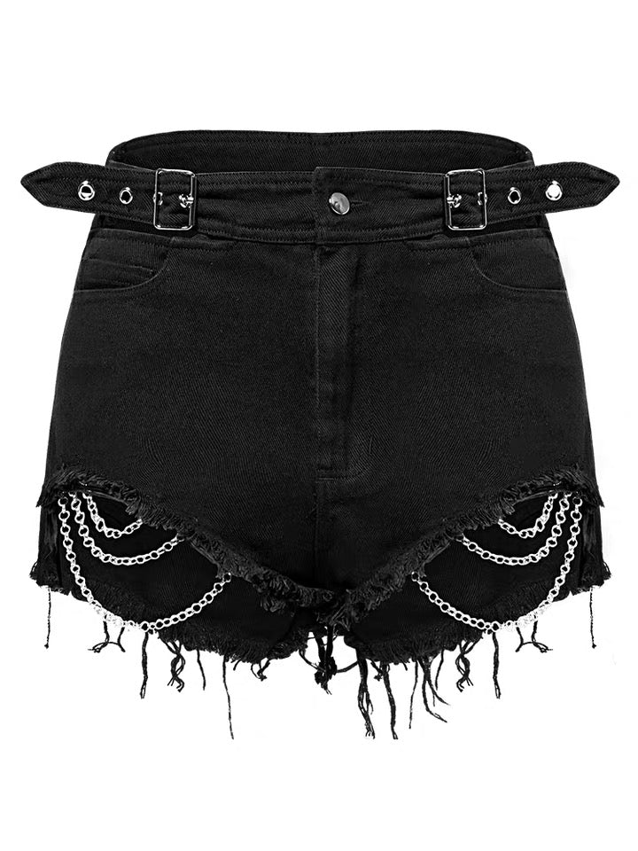 denim shorts with chains