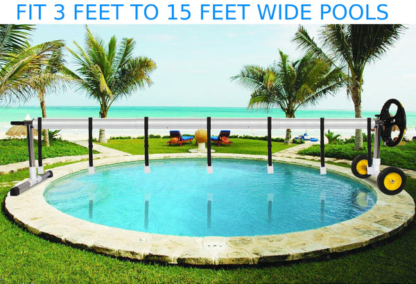 VINGLI 18 ft Aluminum Solar Swimming Inground Pool Cover Reel Set, Up to  18-Feet Wide x 36-Feet Length (18ft)